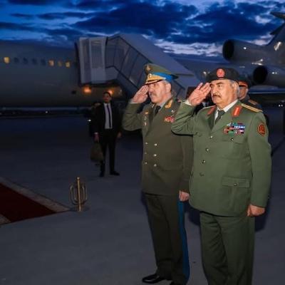 Field Marshal Haftar Arrives in Russia on Official Visit, Receives Formal Welcome
